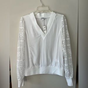 Express Eyelet Long Sleeve Top, Size S